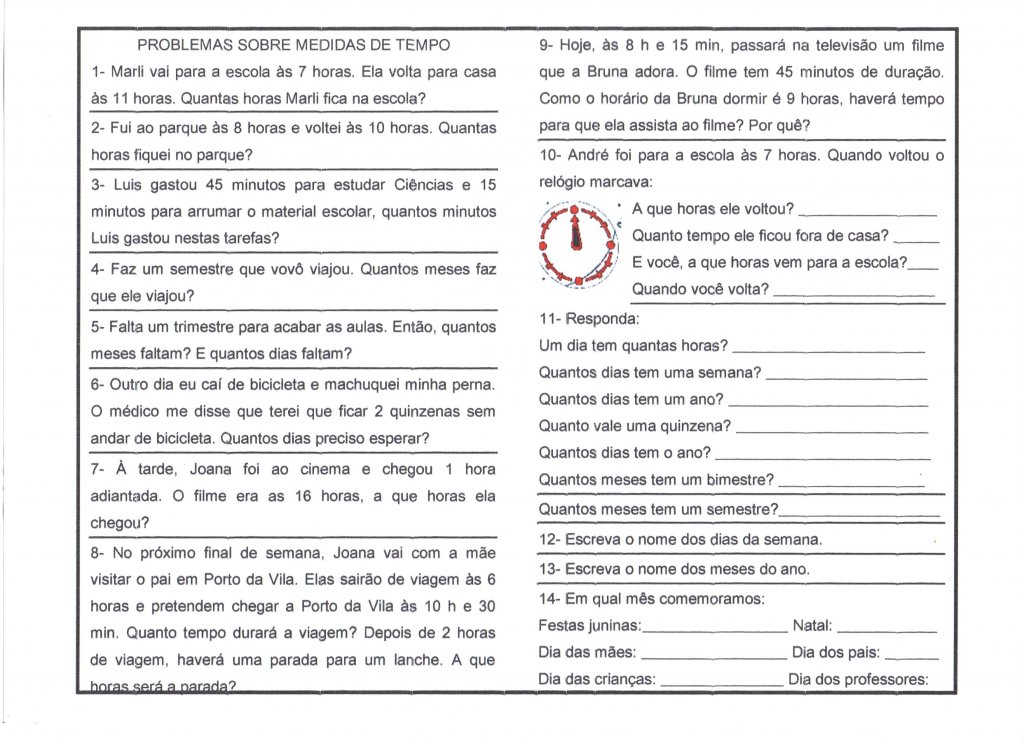 Problemas de Medidas de Tempo