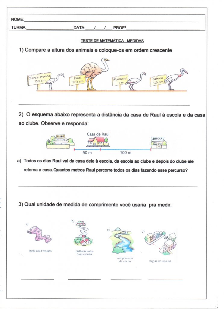 Teste de Matemática-Medidas-Parte 1-Folha 1