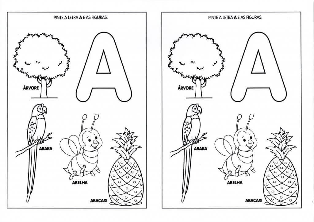 Vogais-Pinte a Letra e as figuras-Letra A
