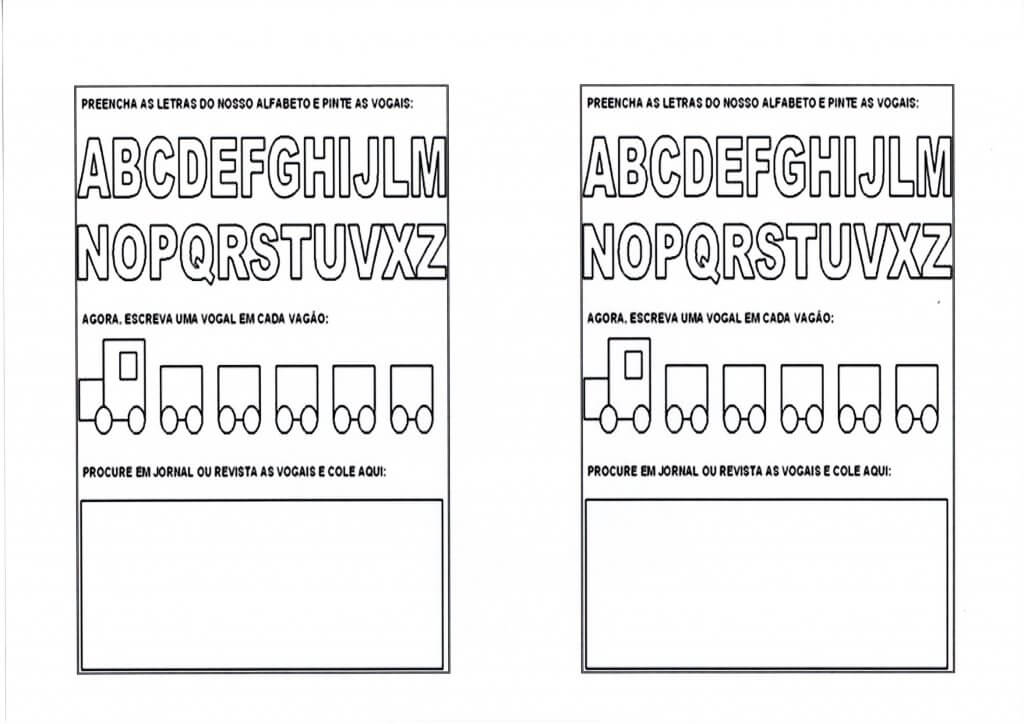 Alfabeto e vogais-Pintar as vogais-Folha 1