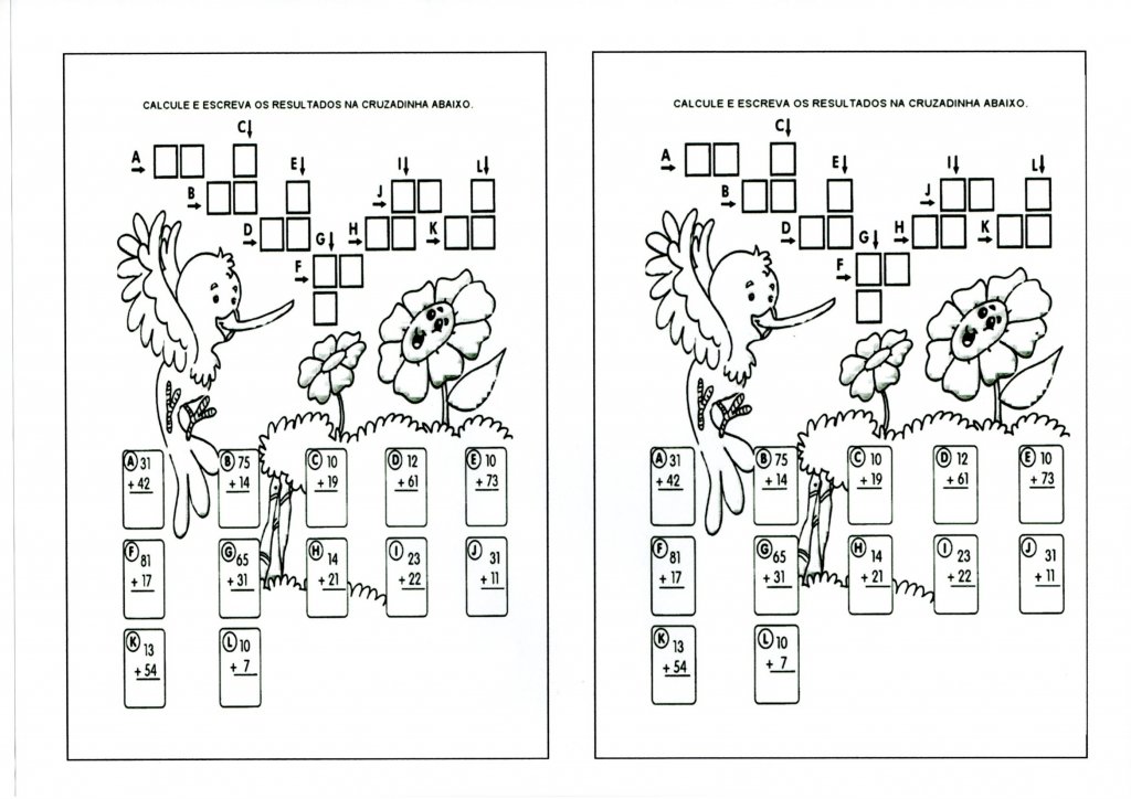 Adição e Cruzadinha de resultados com continhas