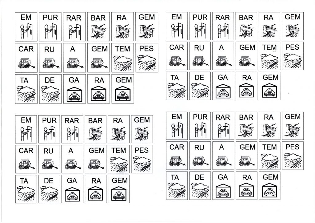 Figuras com sílabas para montar palavras