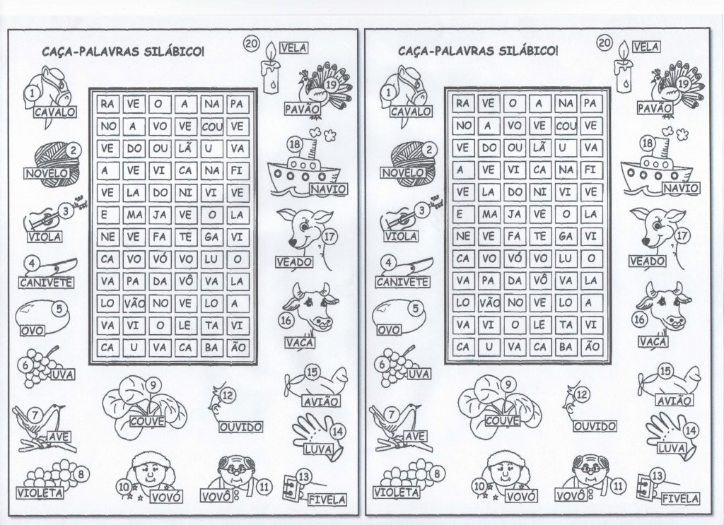 Língua Portuguesa-Caça-Palavras Silábico