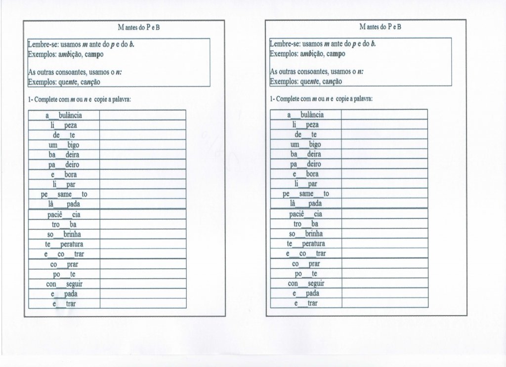 M antes de P e B-Completar e copiar a palavra-1-Folha 1