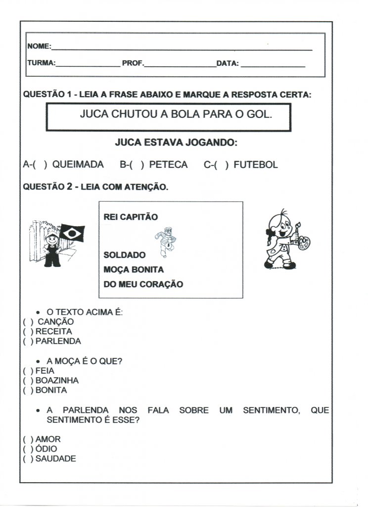Avaliação 1 ano-Português Interpretação-1