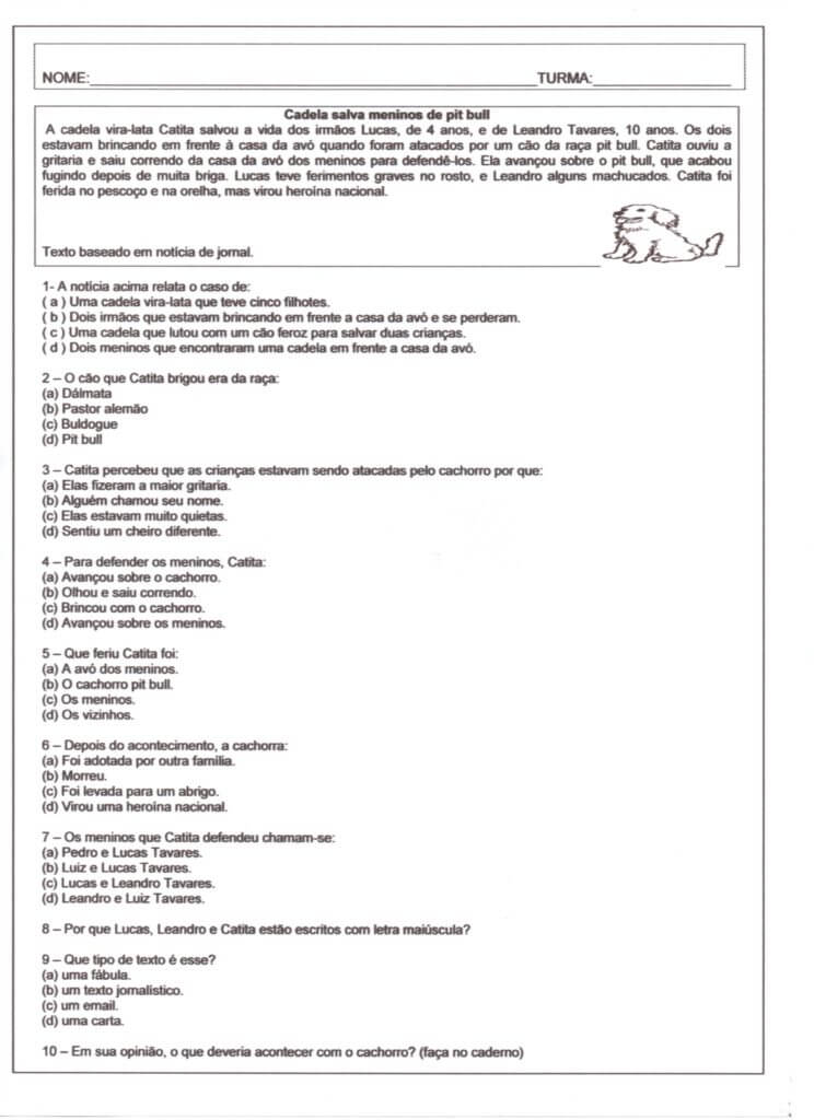 Interpretação de Texto Múltipla Escolha