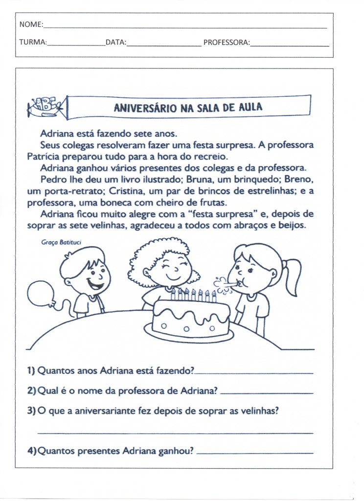 Leitura e Interpretação de texto-Aniversário