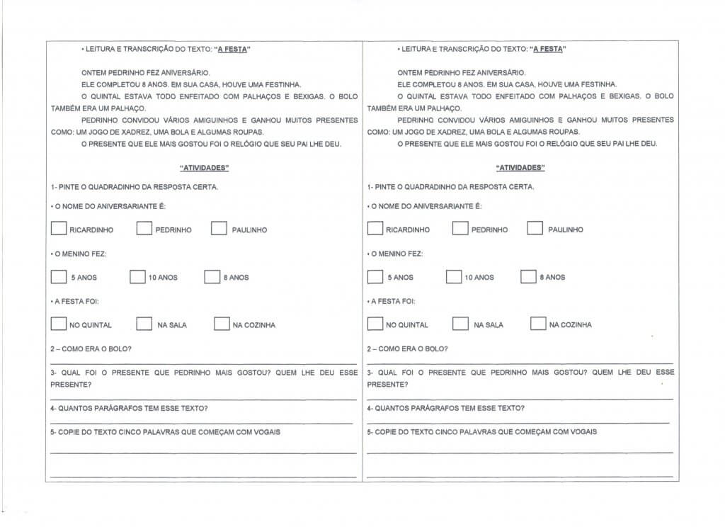 Leitura e Transcrição do Texto-A Festa