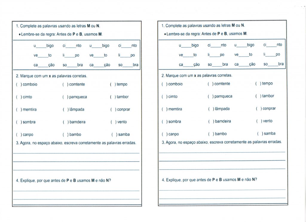 Uso do M antes de P e B-Folha 1