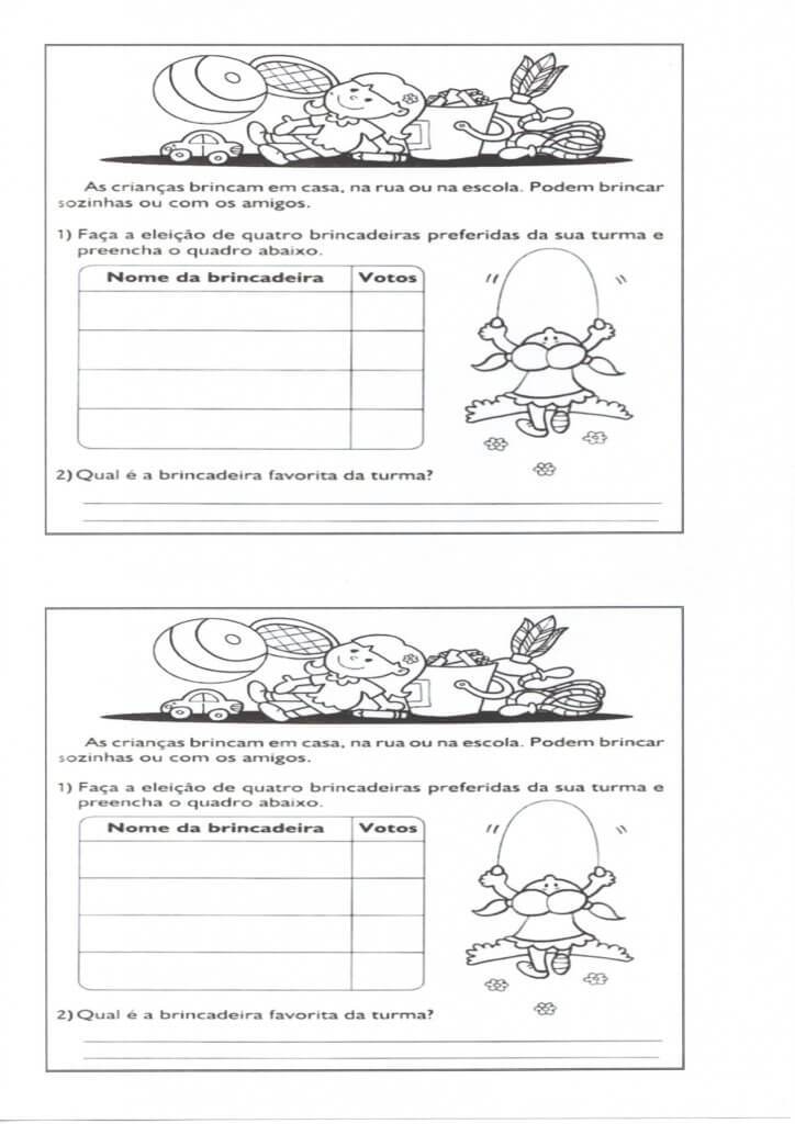 Atividades com Tabelas e Gráficos-Brincadeiras