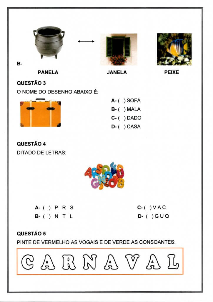 Avaliação Diagnóstica Geral 1 Ano-Parte 1-Folha 2