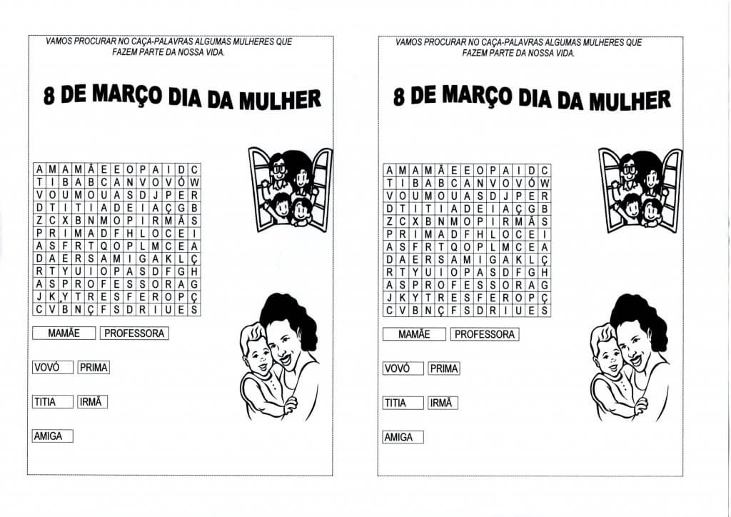 Dia Internacional da Mulher-Caça-Palavras