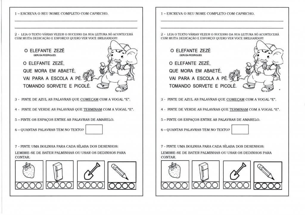 Atividades com Vogais e Sílabas