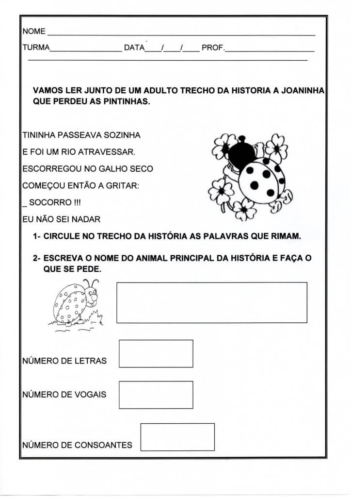 Avaliação-Vogais e Consoantes-Folha 1