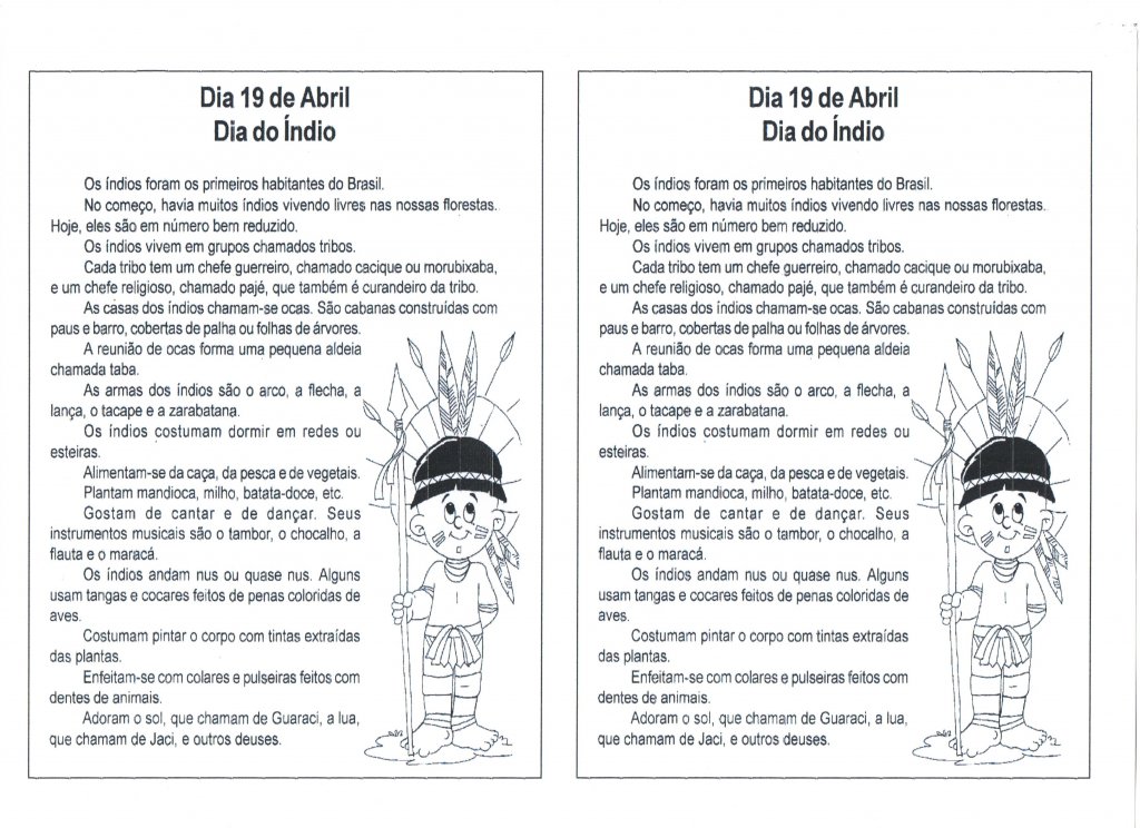 Atividade Dia do Índio-Parte 1 - Folha 1