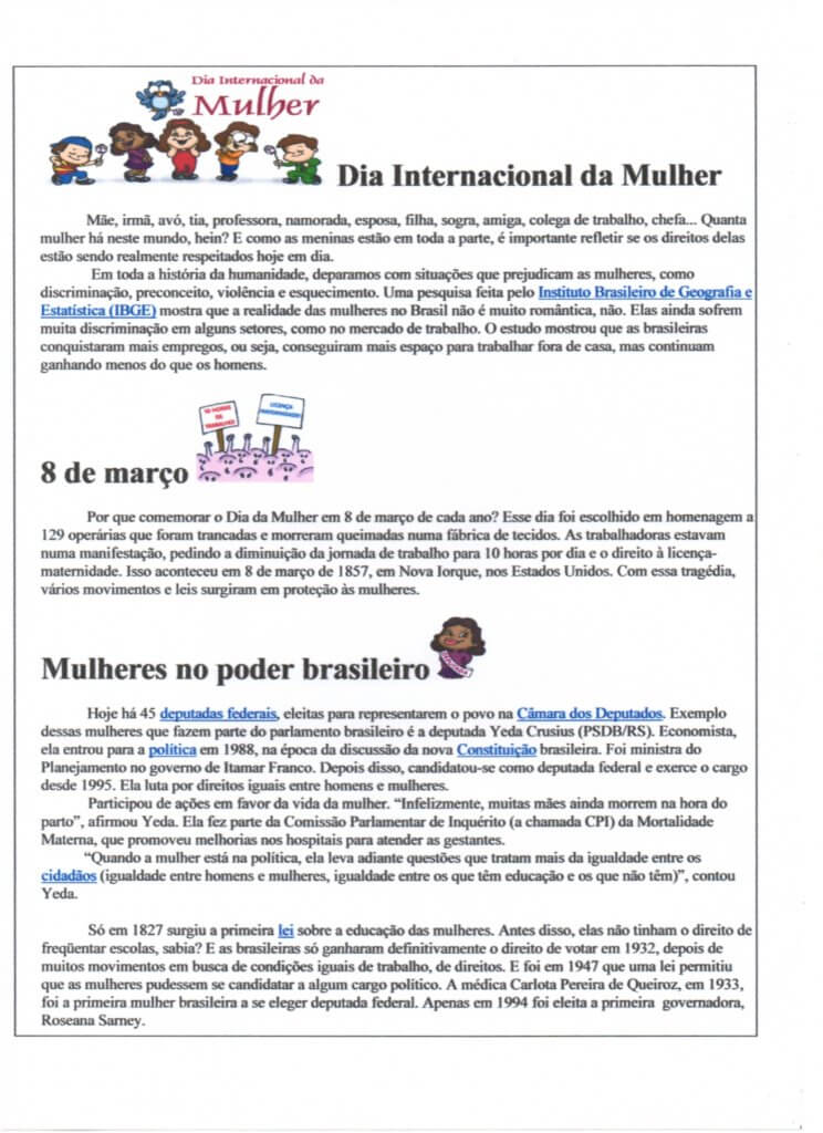 Dia Internacional da Mulher-Parte 1-Folha 1