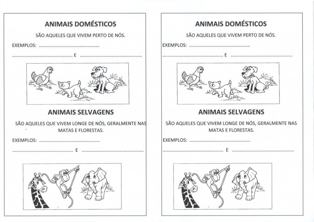Animais Domésticos e Selvagens-Vertebrados e Invertebrados-Folha 1