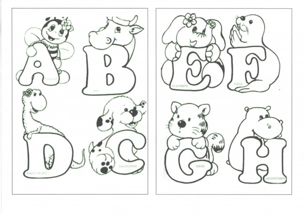 Alfabeto com Bichinhos para colorir-Folha 1