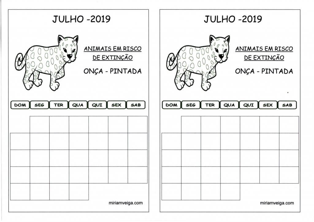 Calendário 2019 Julho-Aluno
