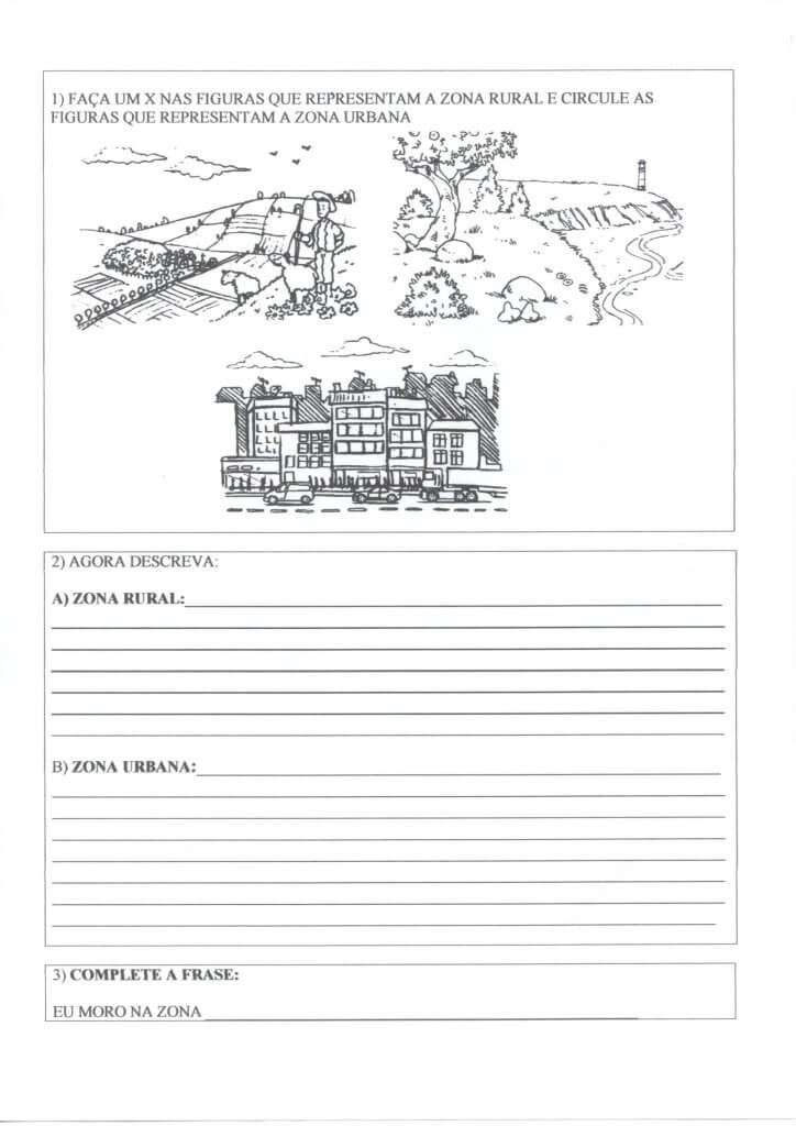 Atividade de Geografia-Zona Rural e Zona Urbana