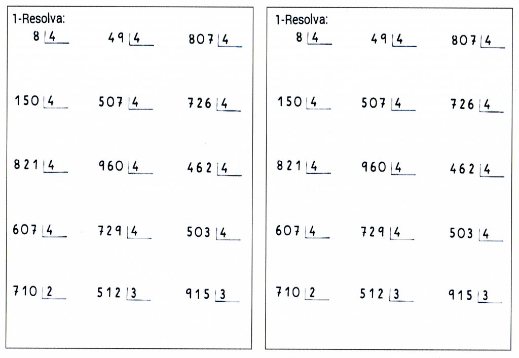Atividades de Divisão-Matemática-Folha 1