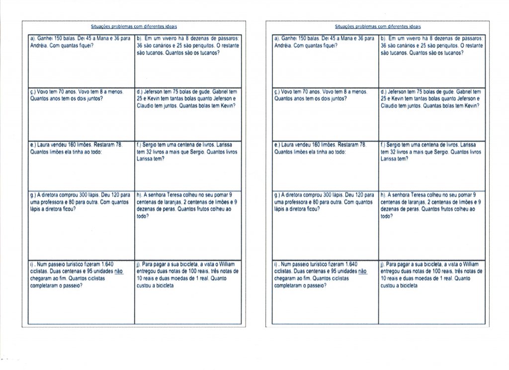 Situações-Problema Atividades de Matemática