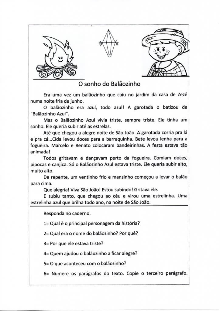 Festa Junina Leitura e Interpretação-O sonho do balãozinho