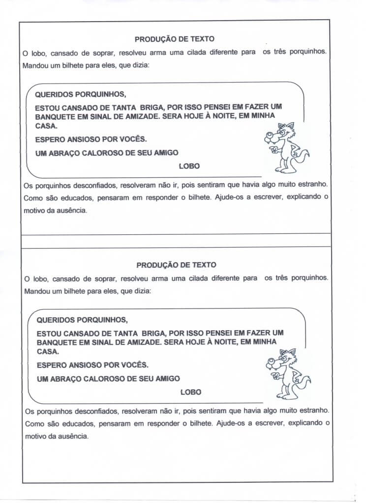Produção de texto-Bilhete do Lobo