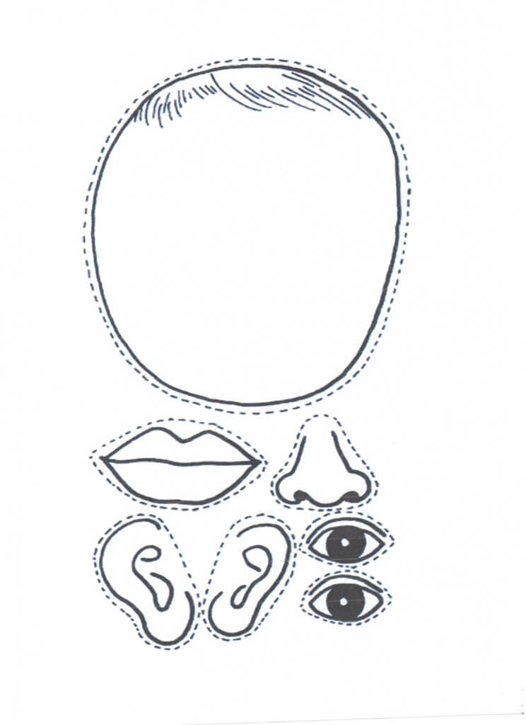 Recortar desenhos e montar o rosto