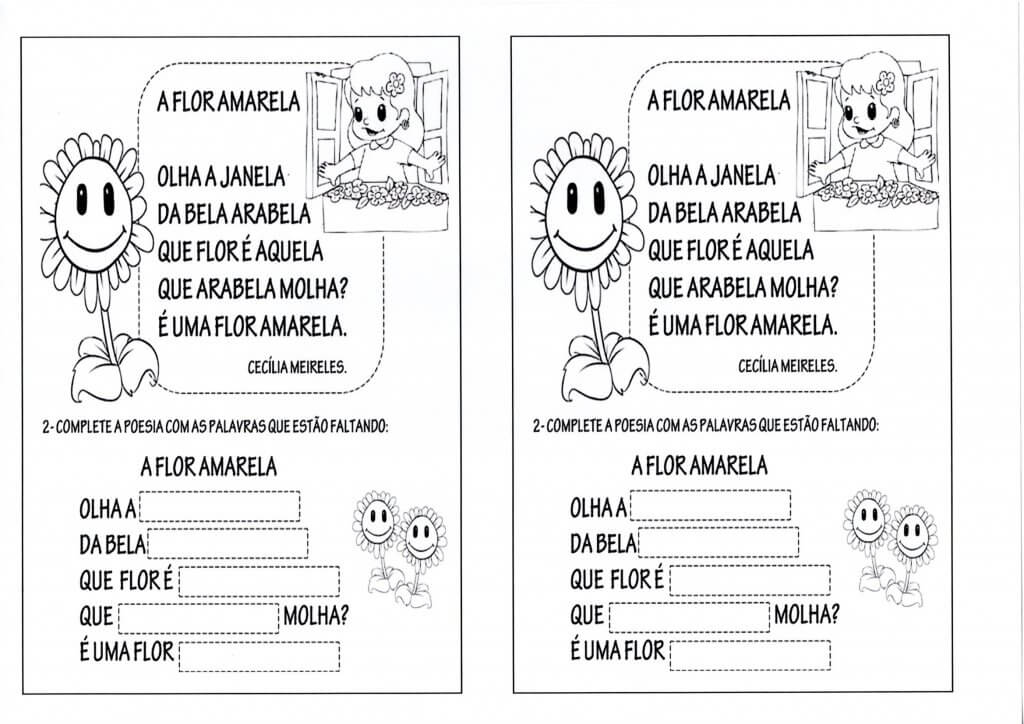 A Flor amarela-Texto com lacunas