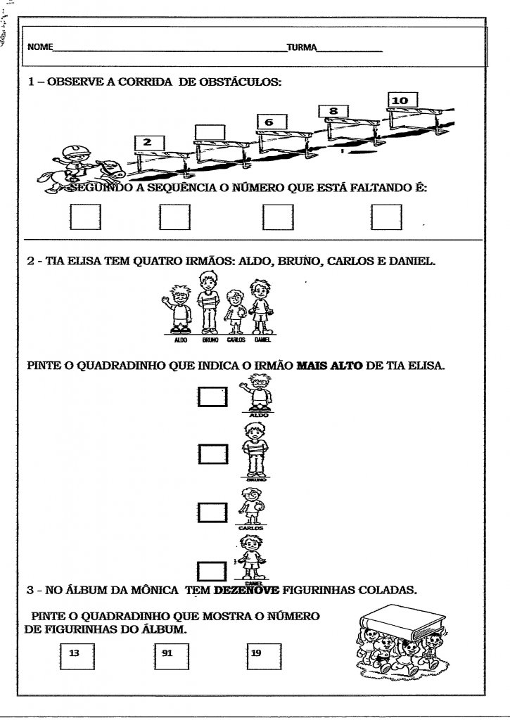 Avaliação Múltipla Escolha 1 E 2 ano-Parte 1-Folha 1