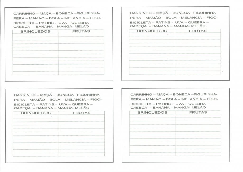 Listas de Palavras para Ordenar