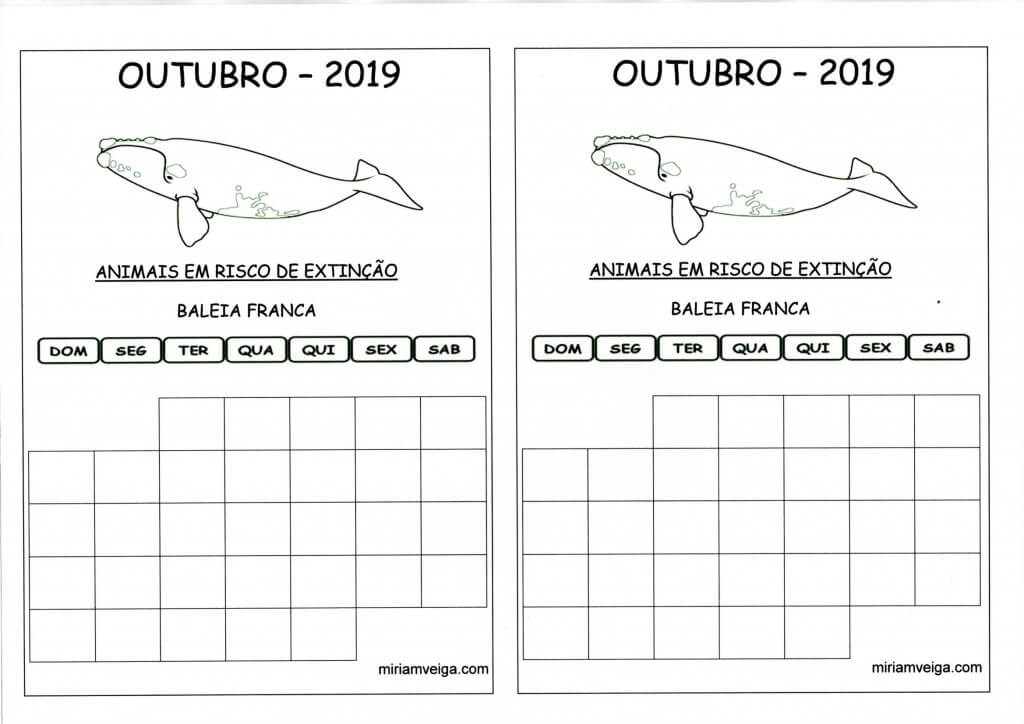 Calendário 2019 Outubro-Aluno