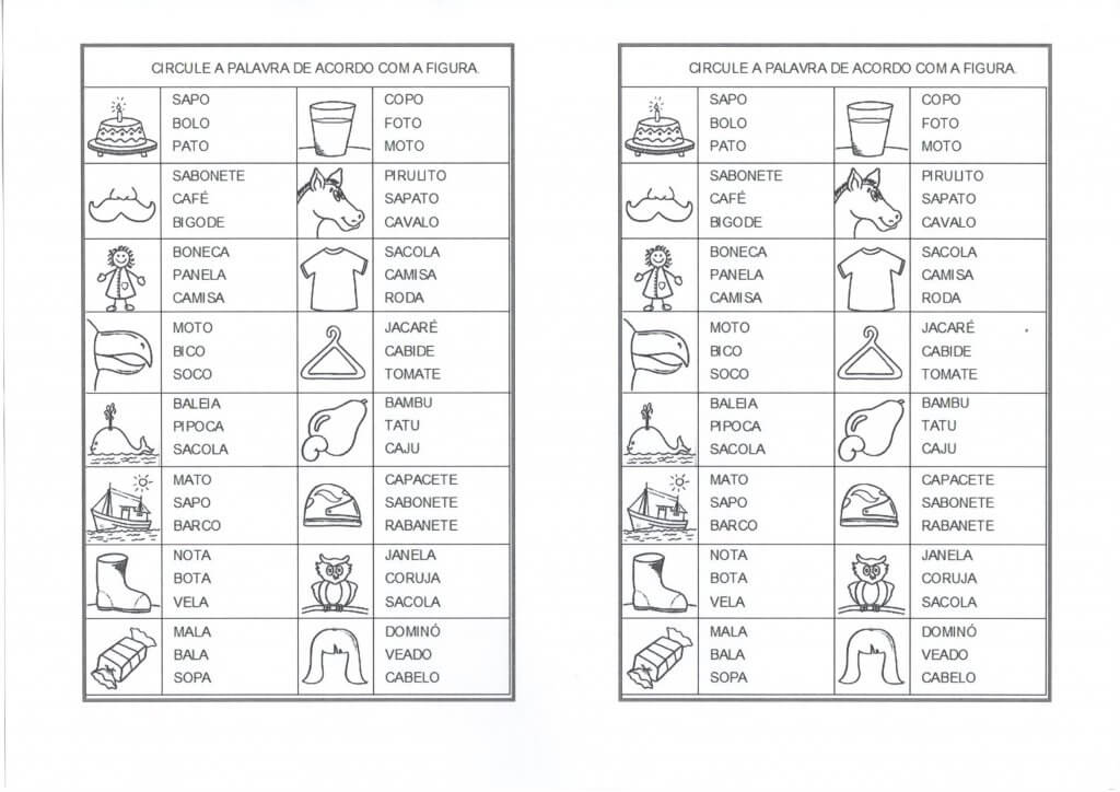 Atividade com Banco de Palavras para circular-Folha 1