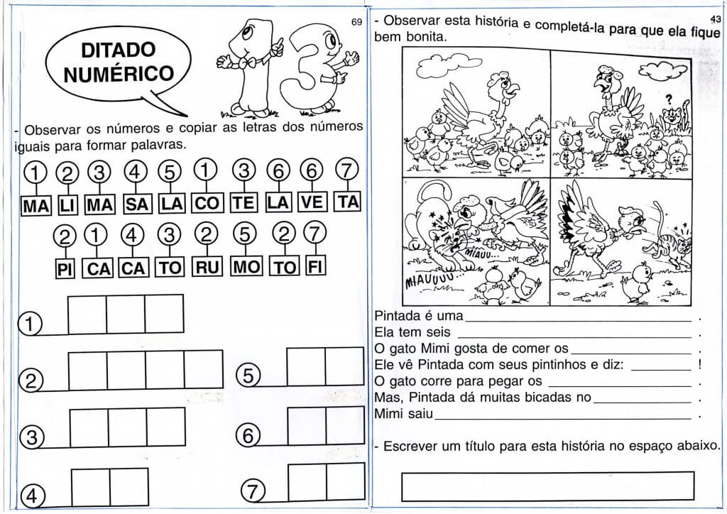 Ditado numérico e Produção de Textos com Lacunas
