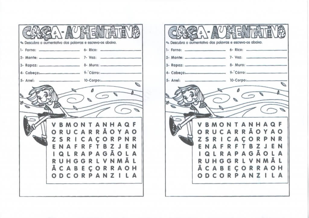 Caça-Palavras Descubra o Aumentativo