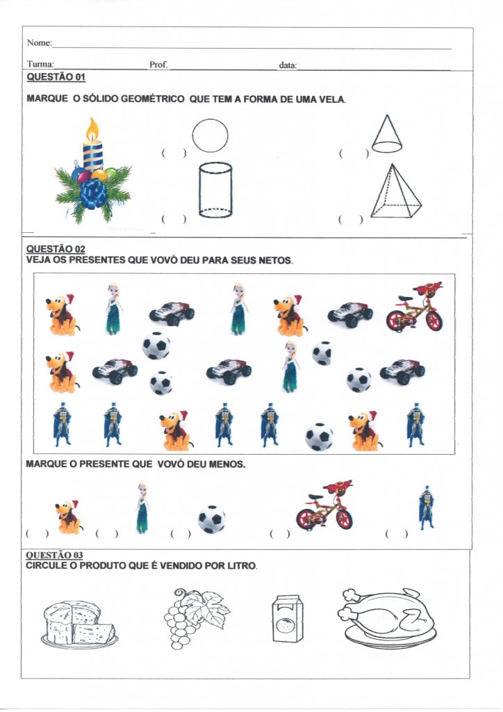 Avaliação Final 1 e 2 anos-Parte 1-Folha 1