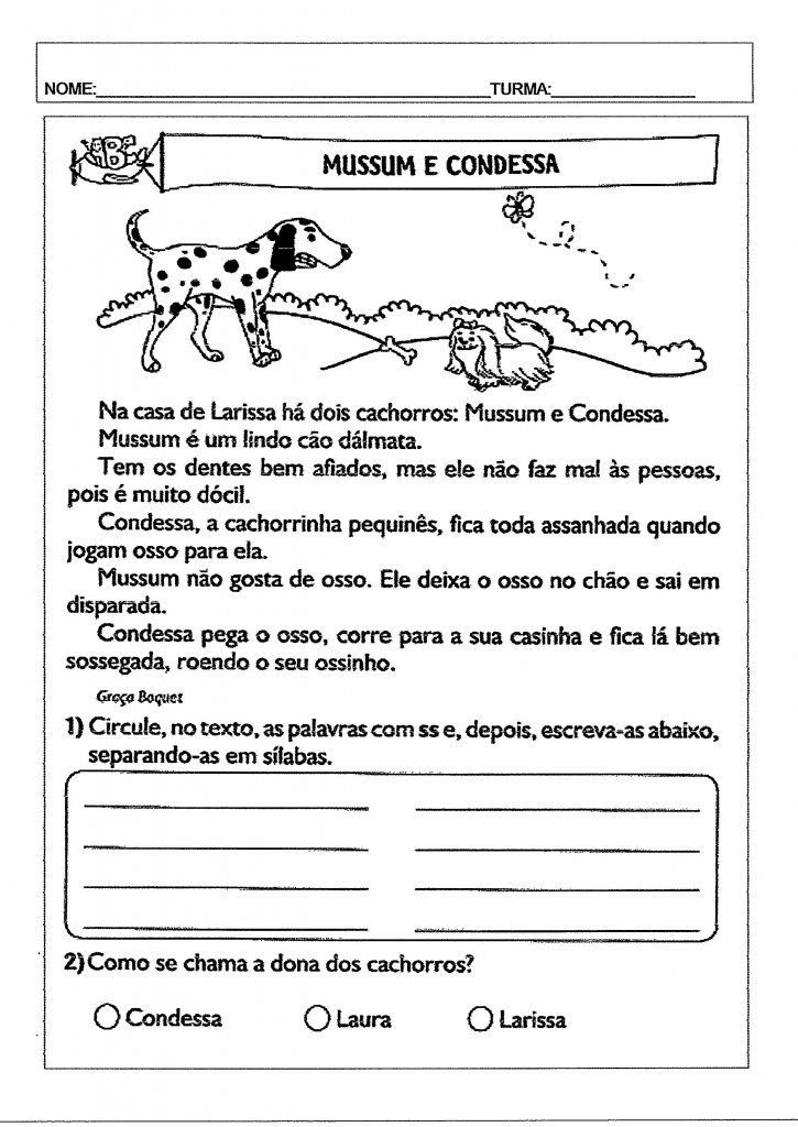 Interpretação de texto-Mussum e Condessa-Folha 1