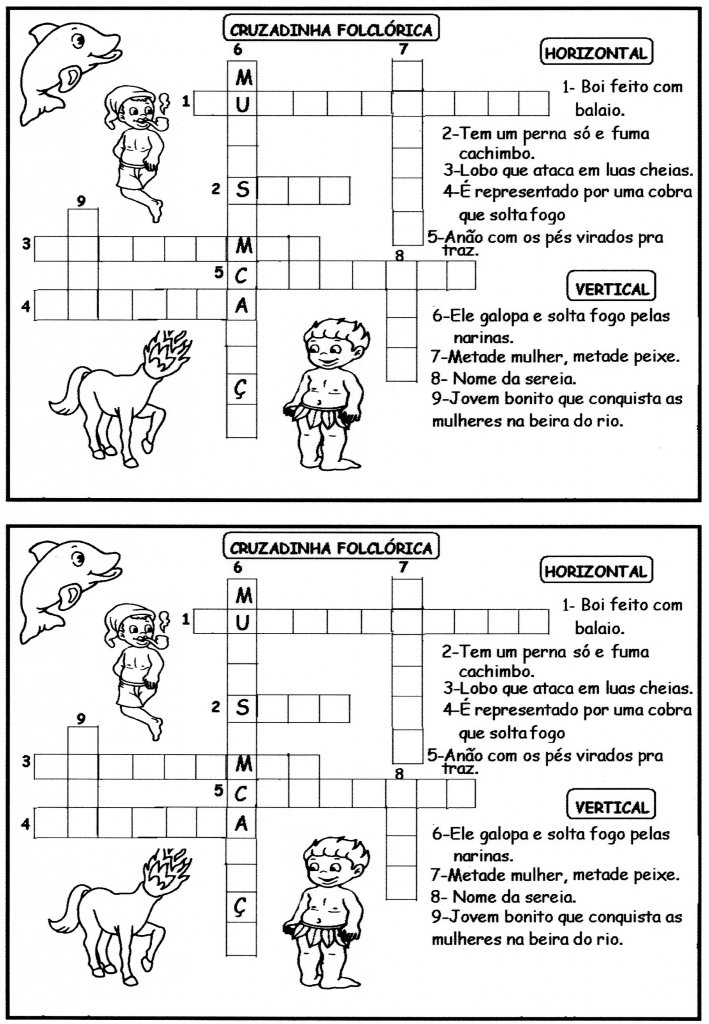 Cruzadinha do Folclore para preencher