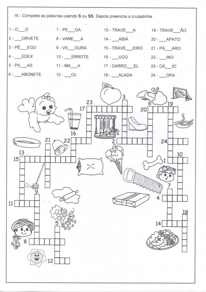 Cruzadinhas com palavras que usam S ou SS