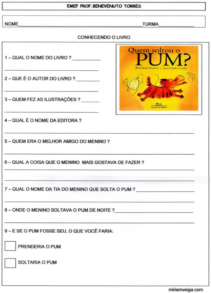 Quem soltou o Pum-Atividades com o livro-Folha 1