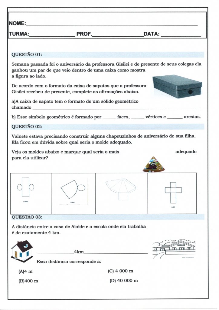 Avaliação de Matemática 4 e 5 Anos-Parte 1
