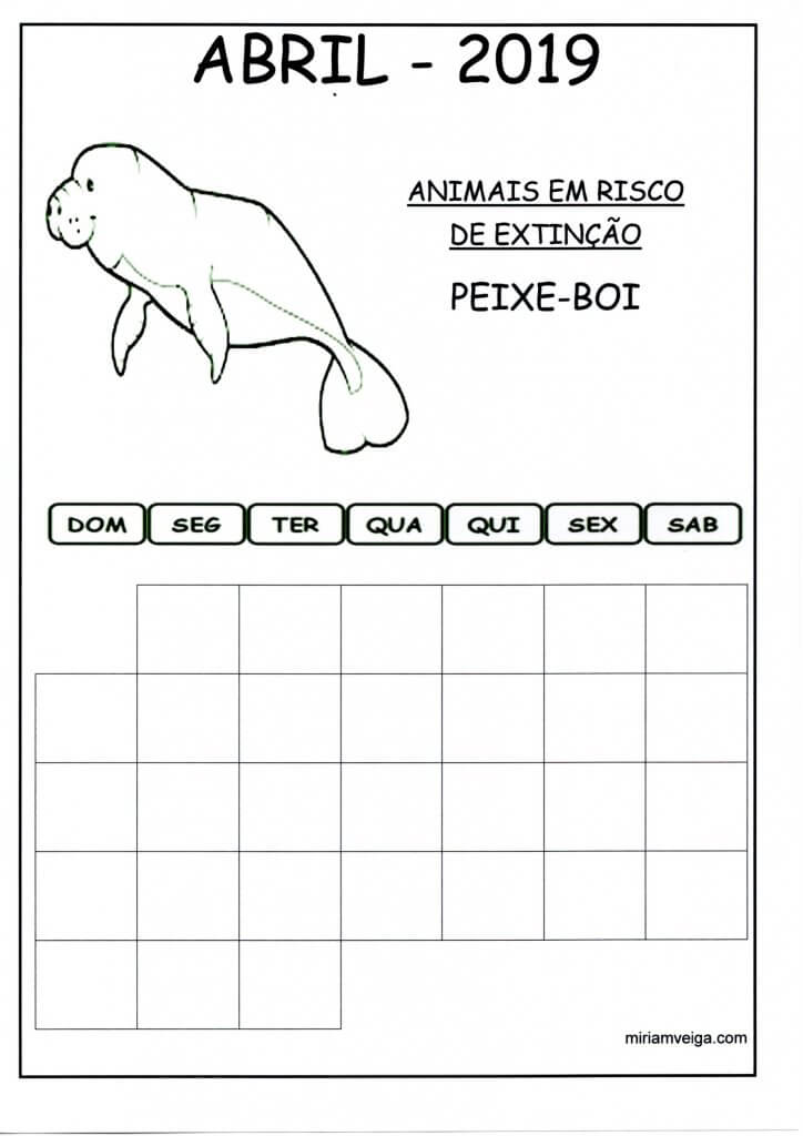 Calendário 2019 Abril-Parede
