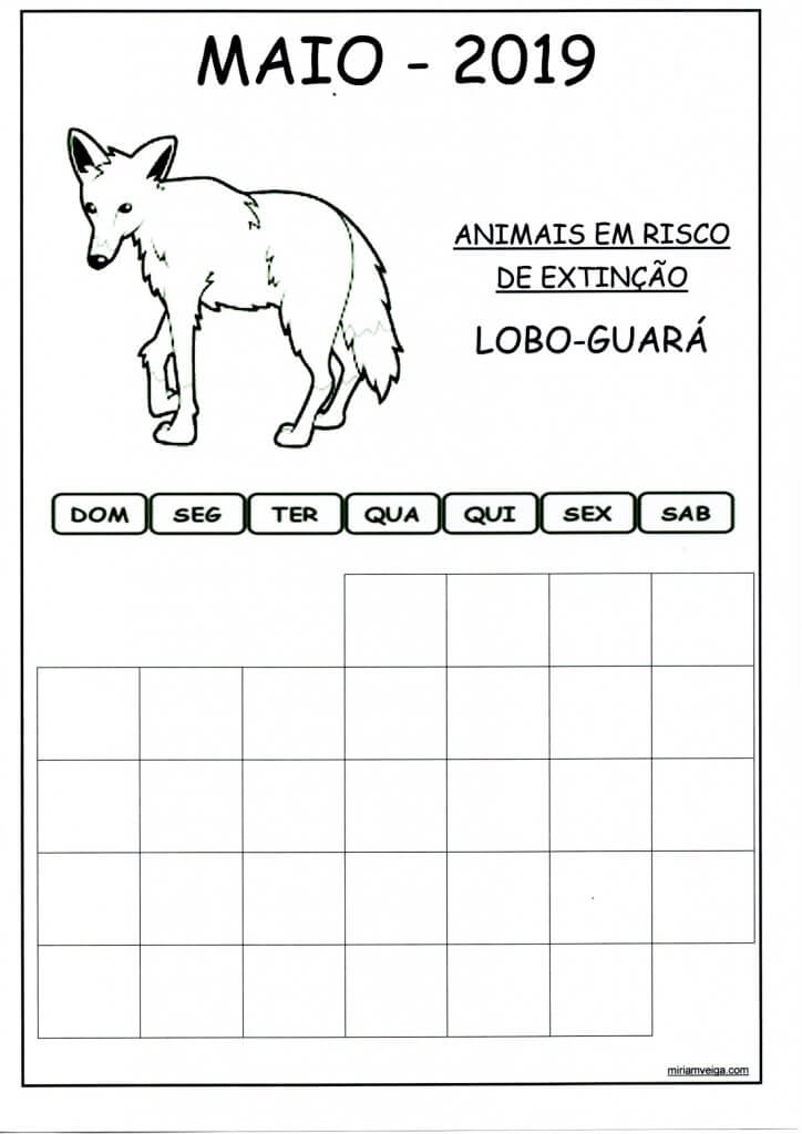 Calendário 2019 Maio-Parede