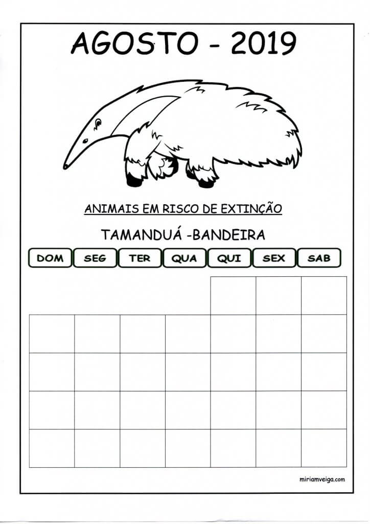 Calendário 2019 Agosto-Parede
