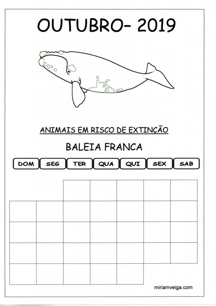 Calendário 2019 Outubro-Parede