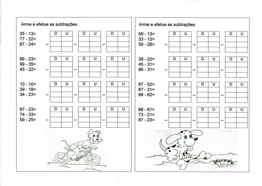 Subtração para armar-Dezena Unidade