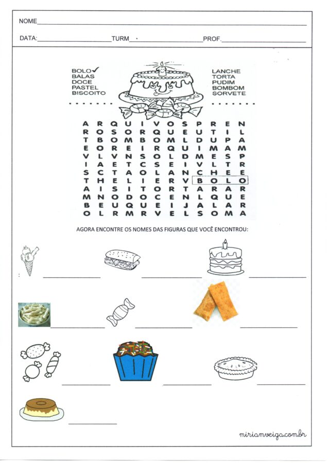 Caça-Palavras e escrita de palavras