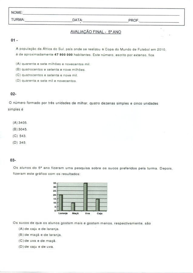 Avaliação Final-5 ANO-Parte 1