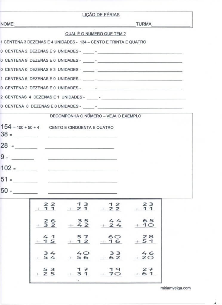 Lição de férias 8-Centenas, dezenas, unidades